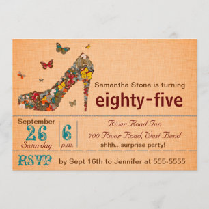 Convites Bolinhas de salto alto do 85º aniversário Convidam