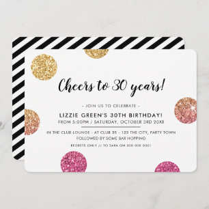 Convites Bolinhas modernas do brilho do ouro do PARTIDO de