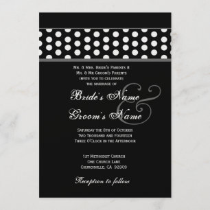 Convites Bolinhas preto e branco que Wedding o modelo