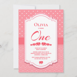 Convites bolinhas Rosa-primeiro aniversario com Grelhas de 