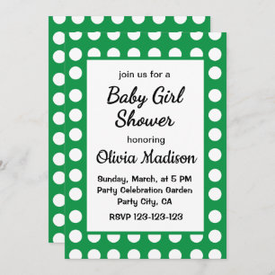 Convites Bolinhas Verde Mãe Para Ser Um Chá De Garota Bonit