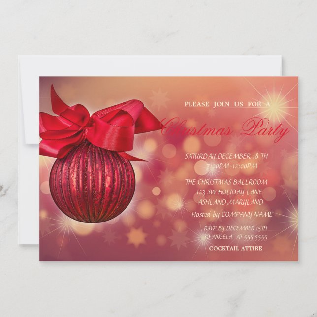Convites Bolinhas Vermelhas de Natal Empresa Bokeh (Frente)