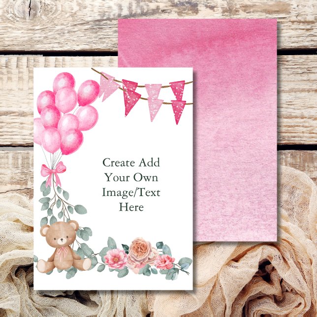 Convites Bolo Adicione Seu Próprio Balão Oh Menina Bebê Euc (Criador carregado)