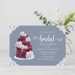 Convites Bolo Azul Dusty E Festa De Chá Chá de panela De La