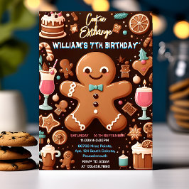 Convites Bolo comida Bonito Crianças Cookie Exchange 7 de A