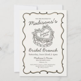 Convites Bolo Coquette Coração Retro Bege Brunch Nupcial