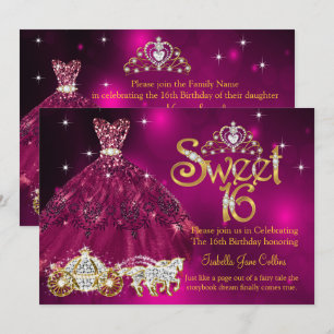 Convites Bolo de 16 Aniversário vestido rosa plumário carru