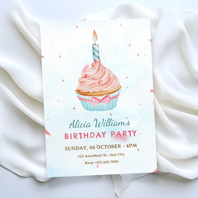 CONVITES BOLO DE ANIVERSÁRIO AQUARELA  (Criador carregado)