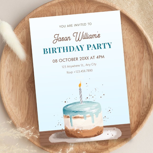 Convites Bolo de aniversário azul  (Criador carregado)