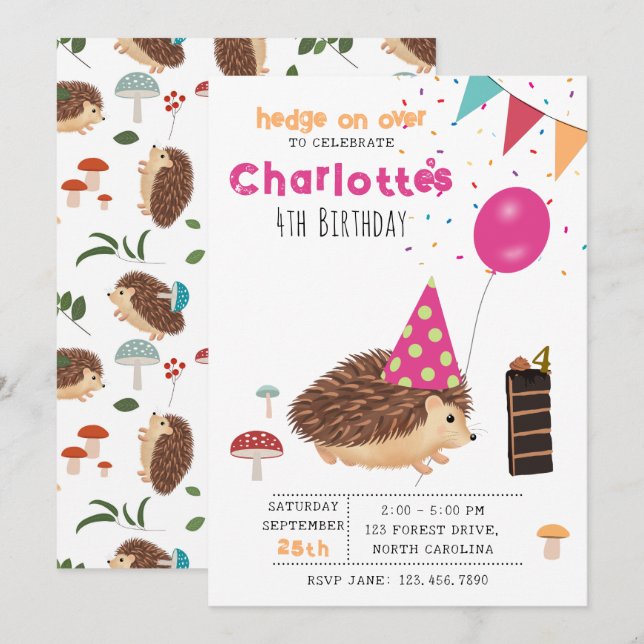 Convites Bolo de Aniversário Balão Floresta Madeirinha Cogu (Frente/Verso)