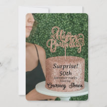 Bolo de Aniversário com Brilho em Rose Gold 50º An