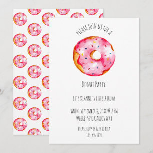 Convites Bolo de aniversário com glacê rosa em aquarela fof