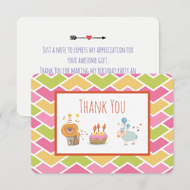 Convites Bolo de Aniversário com Leão de Festa e Ovelhas Ob (Frente/Verso)