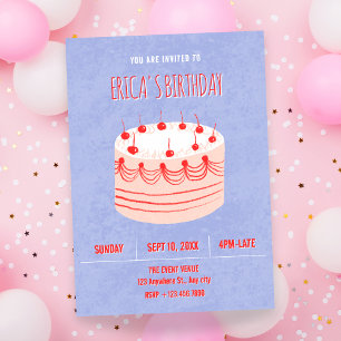 Convites Bolo de aniversário com letra bonita
