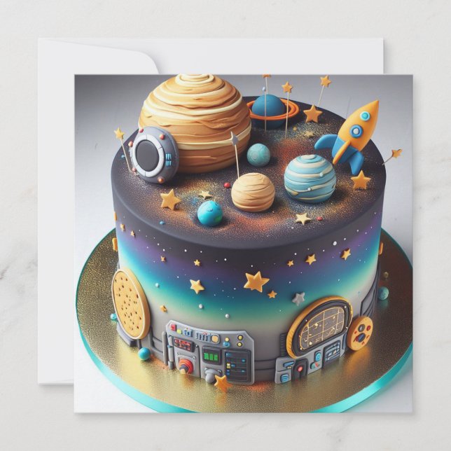 CONVITES BOLO DE ANIVERSÁRIO COM TEMA DE SISTEMA SOLAR (Frente)