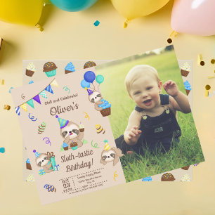 Convites Bolo de Aniversário da Preguiça Feliz & Presentes