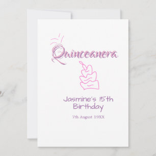Convites bolo de aniversário de 15 anos da quinceanera roxo