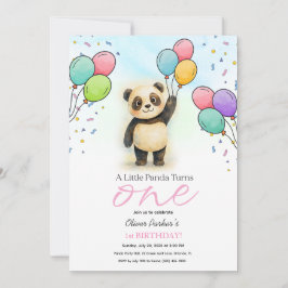 Convites Bolo de Aniversário de 1 Ano do Panda Bebê Fofo Ba