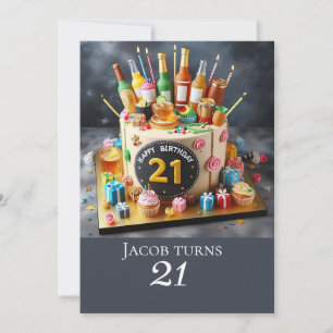 CONVITES BOLO DE ANIVERSÁRIO DE 21 ANOS DIVERTIDO, CELEBRAÇ
