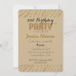 Convites Bolo de Aniversário de 21 anos em Creme com Estamp