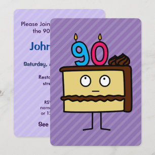 Convites Bolo de aniversário de 90 com velas