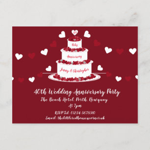 Convites Bolo de aniversário de Casamento de Ruby