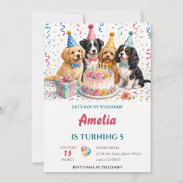 Convites Bolo de Aniversário de Festa de Cachorrinhos em Aq