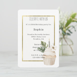 Convites Bolo de Aniversário de Flor de Hibisco Folhas Trop