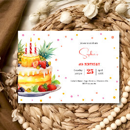 Convites Bolo de aniversário de frutas