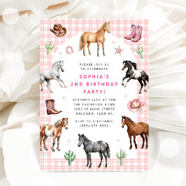 Convites Bolo de Aniversário de Menina Cowgirl com Cavalo P
