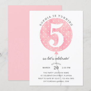 Convites Bolo de Aniversário de Menina Rosa Moderno Fofo