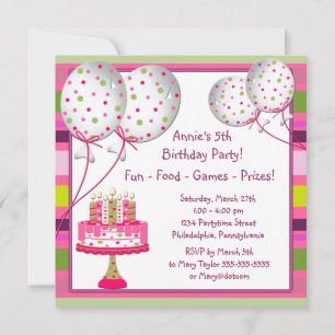 Convites Bolo de Aniversário de Meninas de 4 Anos