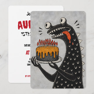 Convites Bolo de Aniversário de Monstro Engraçado Criatura 