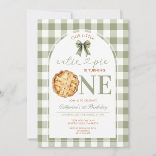Convites Bolo de Aniversário de Um Ano Cutie Pie em Xadrez