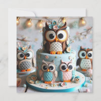 BOLO DE ANIVERSÁRIO DECORADO COM CORUJAS