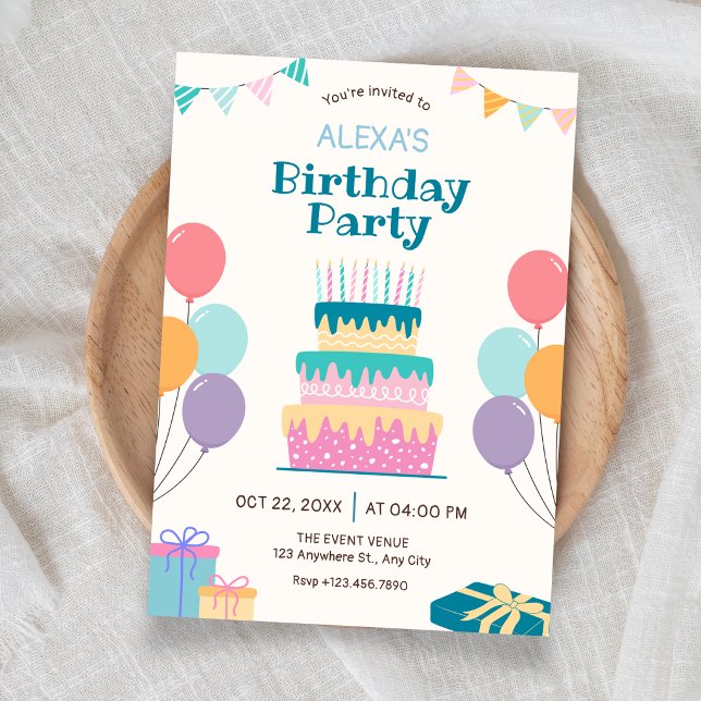 Convites Bolo de aniversário divertido (Criador carregado)