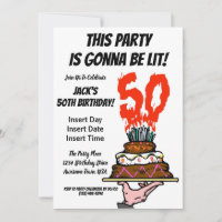 Bolo de Aniversário em Fogo com 50 Velas