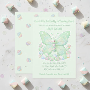 Convites Bolo de Aniversário Infantil Borboleta Marshmallow