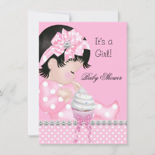 Convites Bolo De Aniversário Menina Lindo Rosa Pontos Cupca