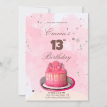 Bolo de aniversário rosa aquarela