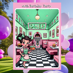 Convites Bolo de Aniversário Rosa Pastel Diversão Diners an