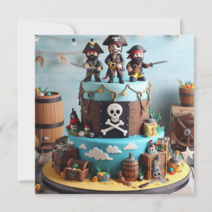 CONVITES BOLO DE ANIVERSÁRIO TEMÁTICO DE TRÊS PIRATAS DIVER