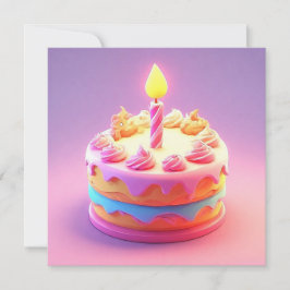 Convites Bolo de Aniversário Vibrante com Vela