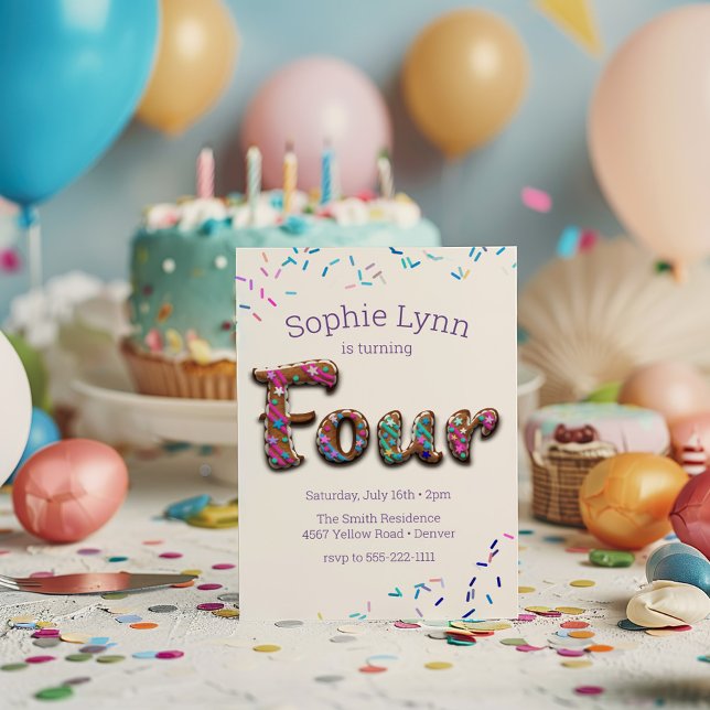 Convites Bolo de Biscoito de Quarto aniversário (Criador carregado)