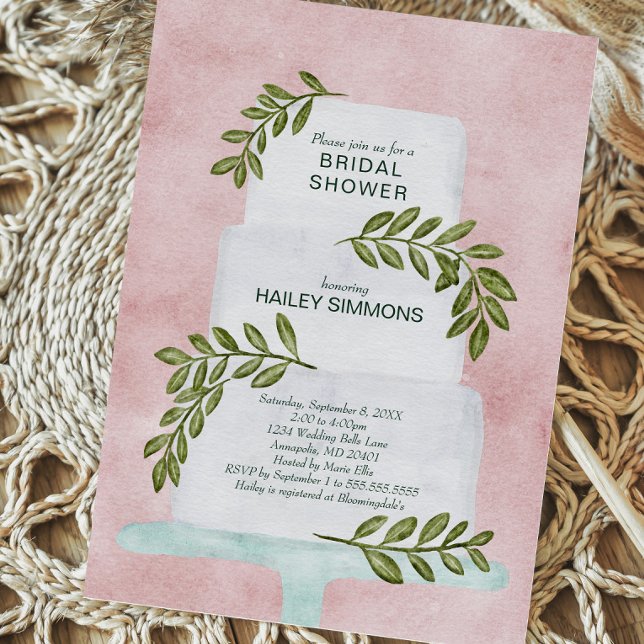 Convites Bolo de Casamento com Aquarela chá de panela com V (Criador carregado)