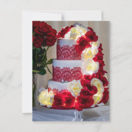 Convites Bolo de Casamento com Buquê, Anéis e Véu