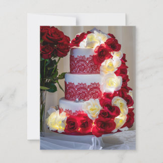 Convites Bolo de Casamento com Buquê, Anéis e Véu