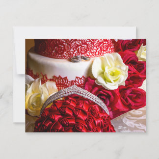 Convites Bolo de Casamento com Buquês e Anéis