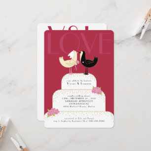 Convites Bolo de Casamento de Casais Caprichosos de Pombinh
