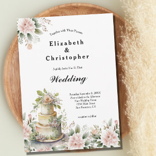 Convites Bolo de Casamento Floral Verde Rosa Choque Casamen